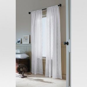 Threshold Accents - NIP 2 Threshold Clipped Sheer Curtain Panels White Threshold Accents - NIP 2 Threshold Clipped Sheer Curtain Panels White